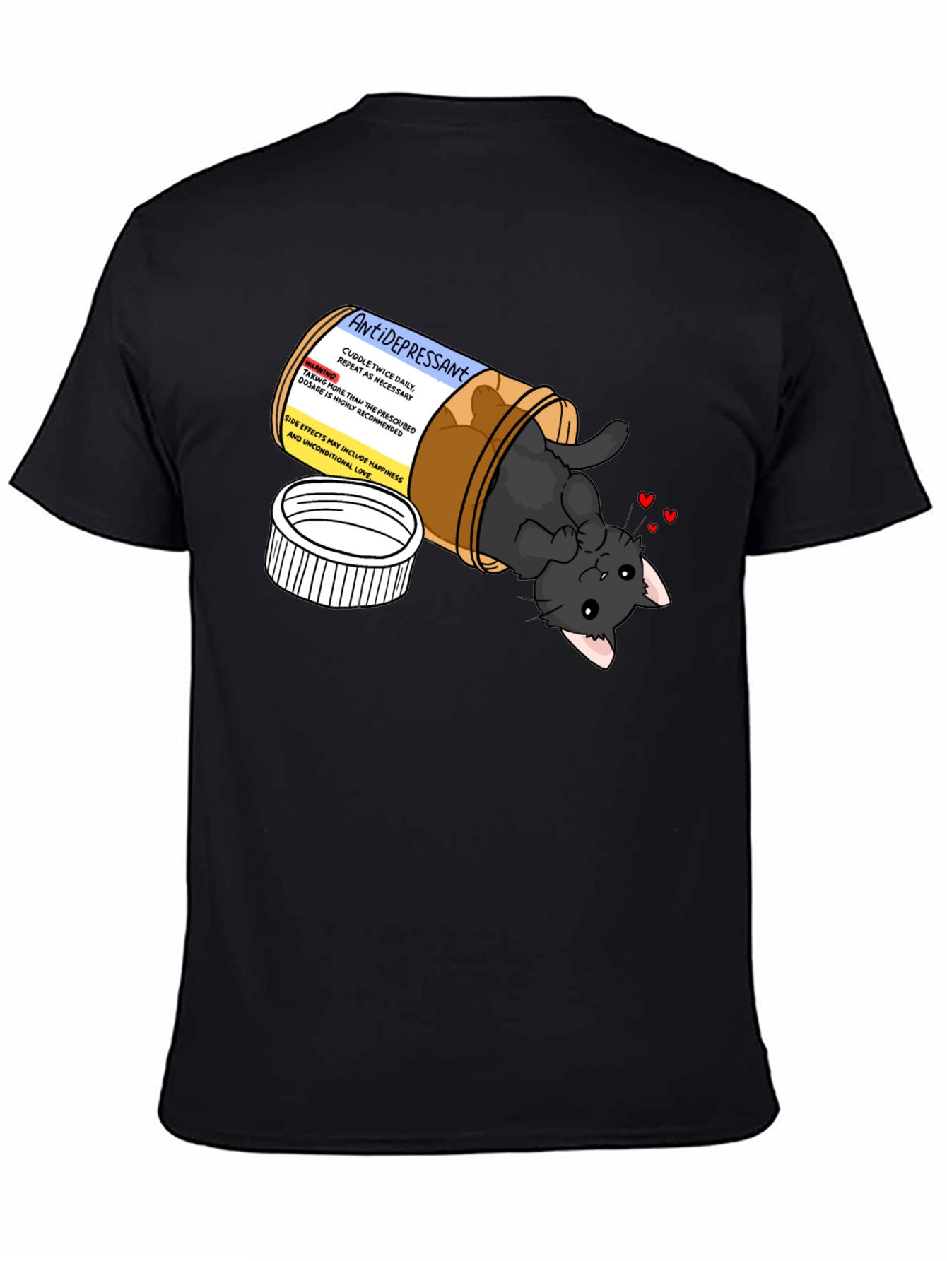 Antidepressant Cat Pill Bottle Graphic T-Shirt