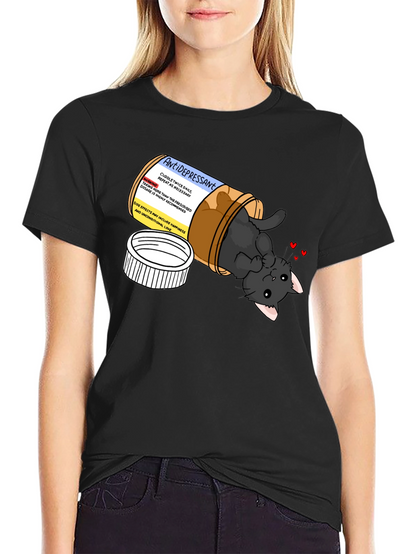 Antidepressant Cat Pill Bottle Graphic T-Shirt