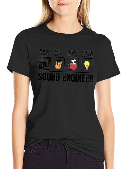 Sound Engineer T-Shirt - Multi-tasking Beer Coffee Problem Solving