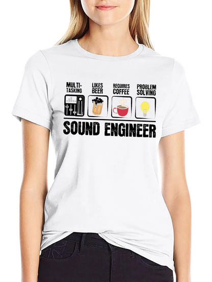 Sound Engineer T-Shirt - Multi-tasking Beer Coffee Problem Solving