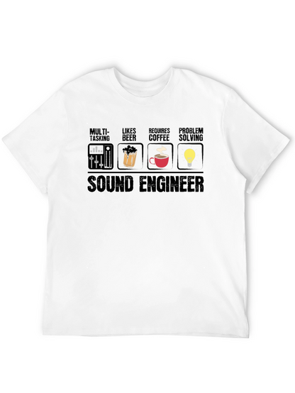 Sound Engineer T-Shirt - Multi-tasking Beer Coffee Problem Solving