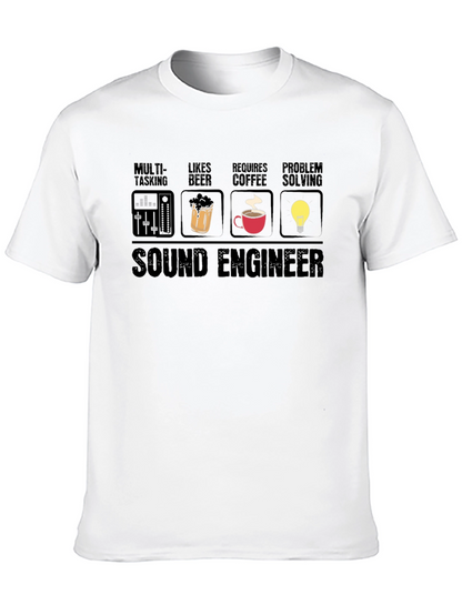 Sound Engineer T-Shirt - Multi-tasking Beer Coffee Problem Solving