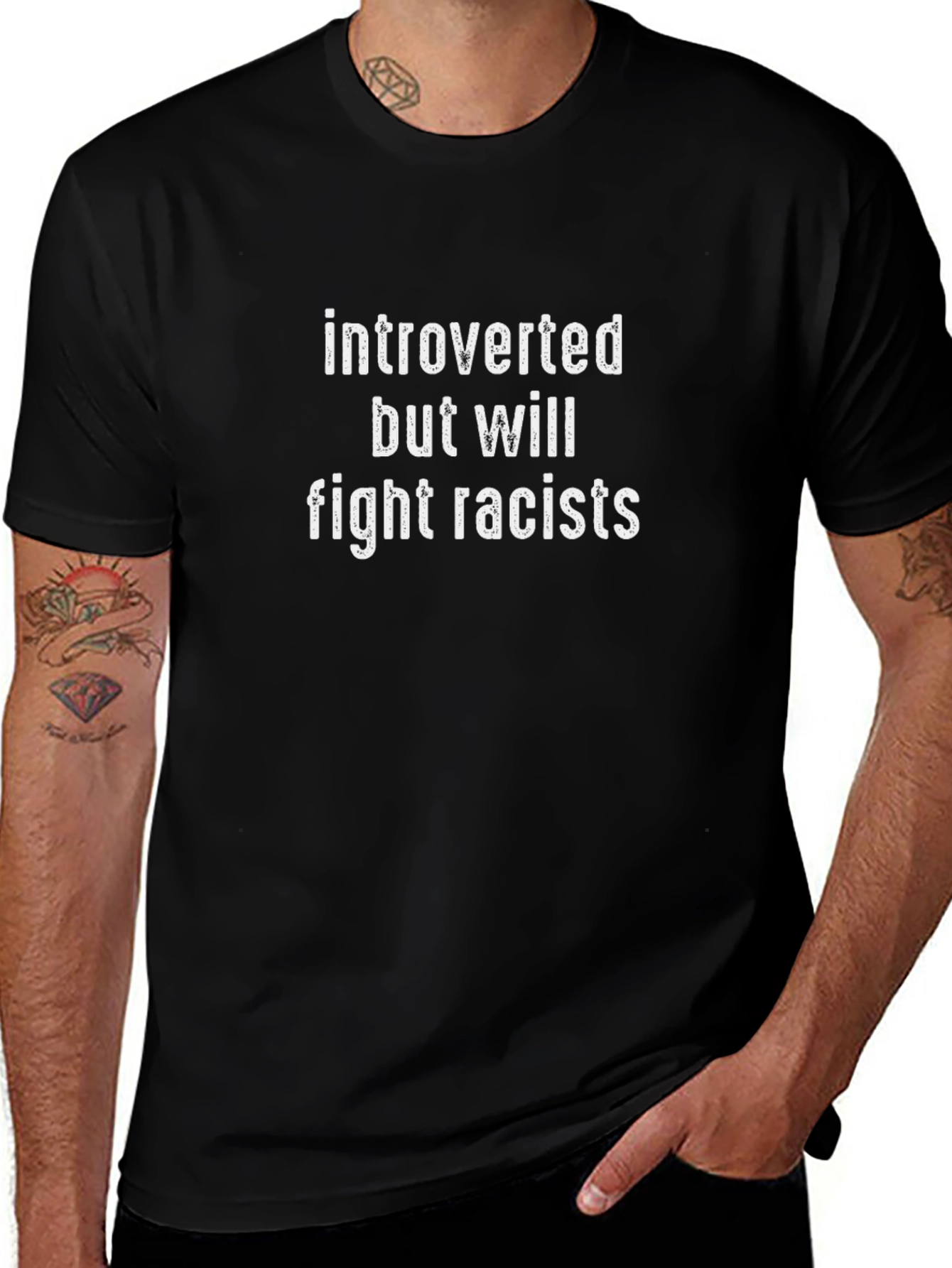Introverted But Will Fight Racists Graphic Tee