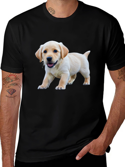 Cute Labrador Puppy Graphic Black T-Shirt
