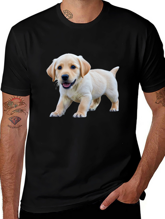 Cute Labrador Puppy Graphic Black T-Shirt