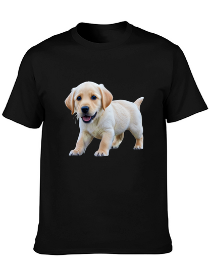 Cute Labrador Puppy Graphic Black T-Shirt