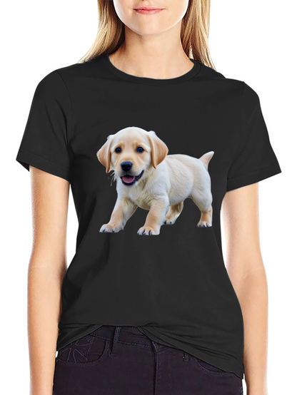 Cute Labrador Puppy Graphic Black T-Shirt
