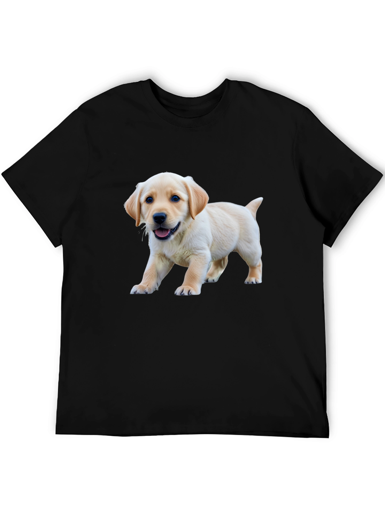 Cute Labrador Puppy Graphic Black T-Shirt