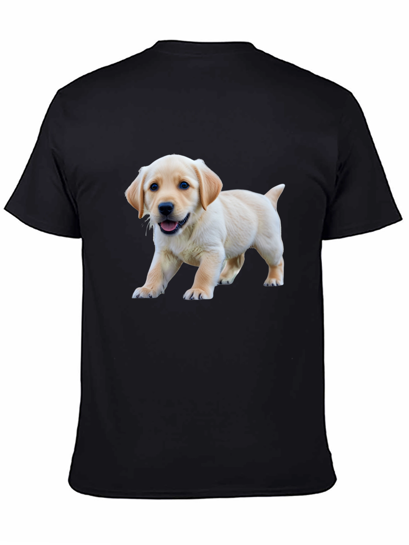 Cute Labrador Puppy Graphic Black T-Shirt