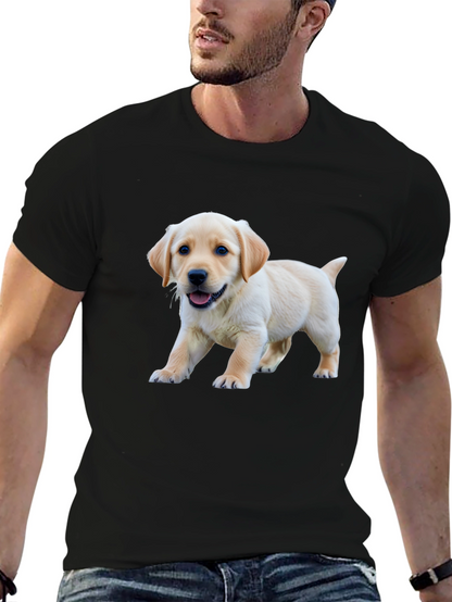 Cute Labrador Puppy Graphic Black T-Shirt