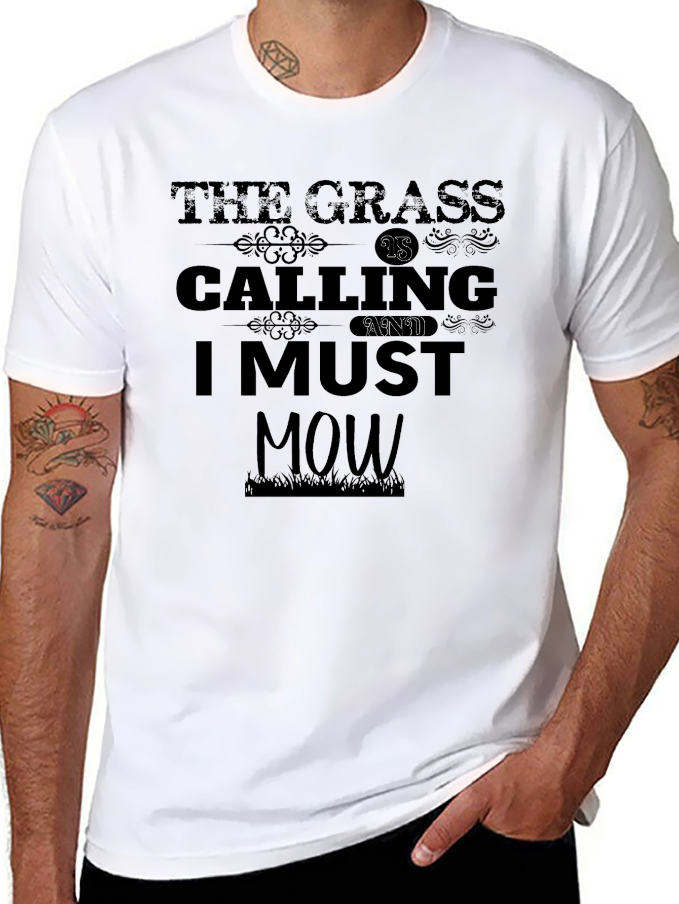 The Grass Is Calling I Must Mow Black T-Shirt