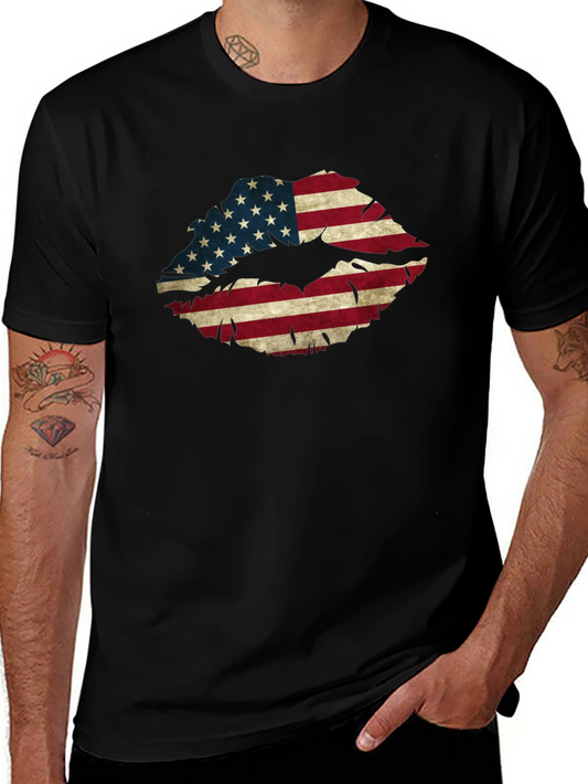 American Flag Lips Graphic T-Shirt