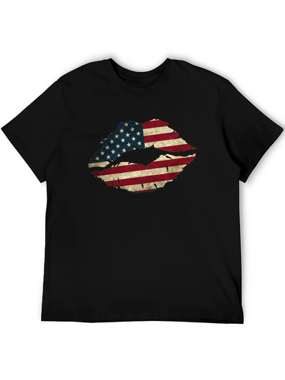American Flag Lips Graphic T-Shirt