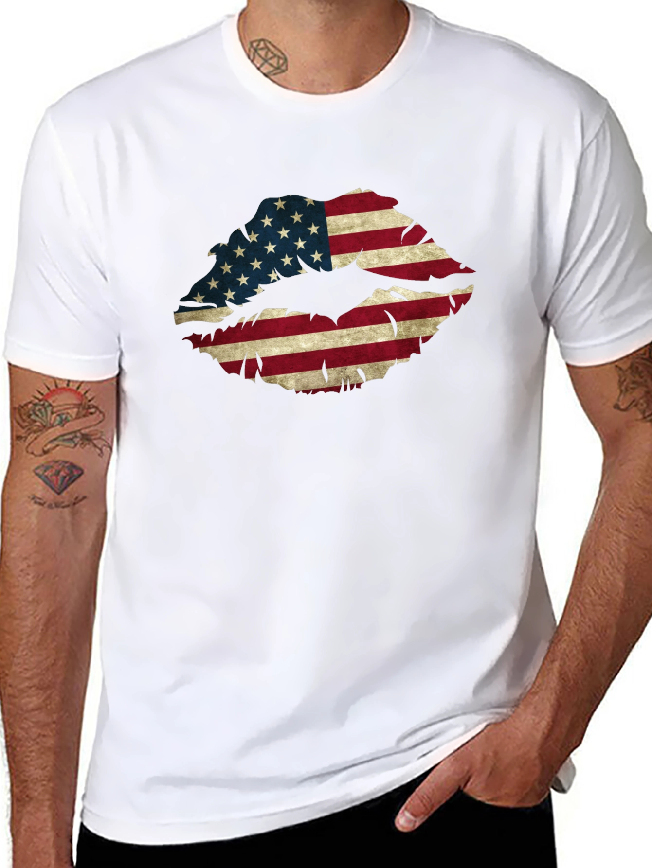 American Flag Lips Graphic T-Shirt