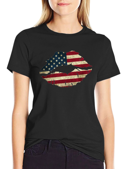 American Flag Lips Graphic T-Shirt