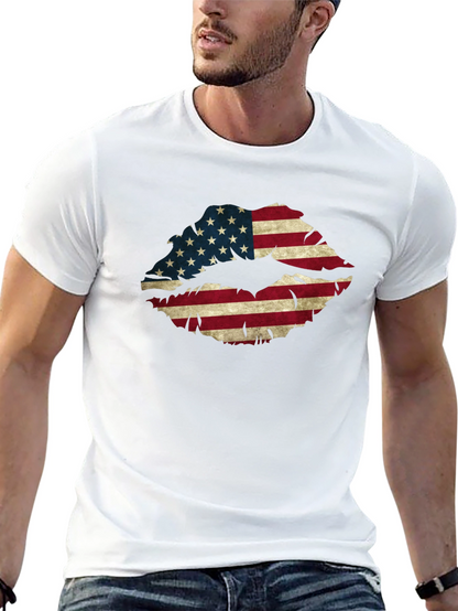 American Flag Lips Graphic T-Shirt