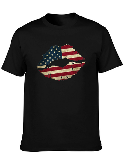 American Flag Lips Graphic T-Shirt