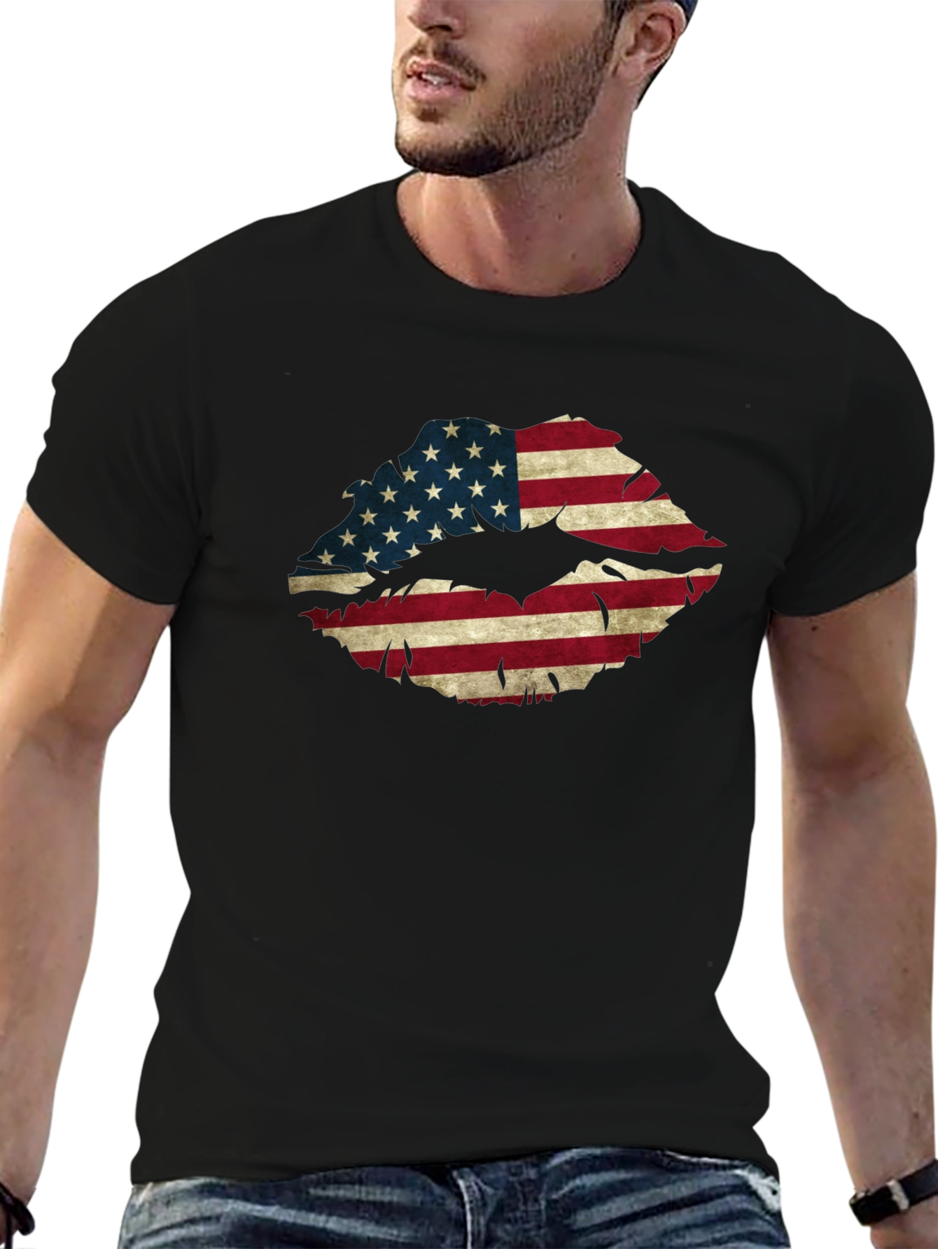 American Flag Lips Graphic T-Shirt