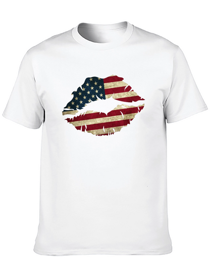 American Flag Lips Graphic T-Shirt