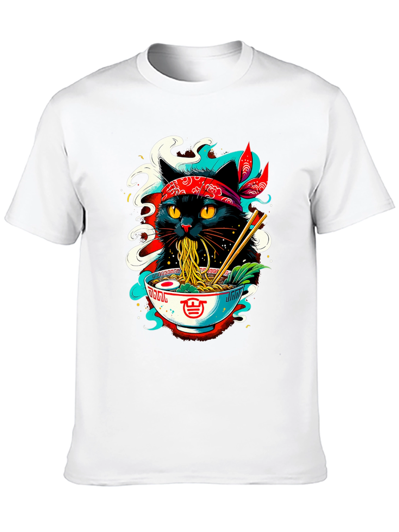Ramen Cat T-Shirt - Black Graphic Tee