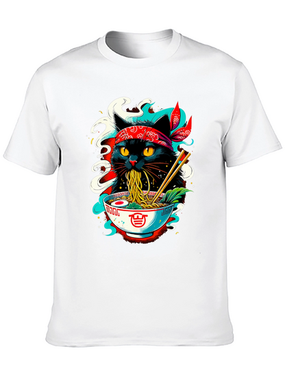 Ramen Cat T-Shirt - Black Graphic Tee