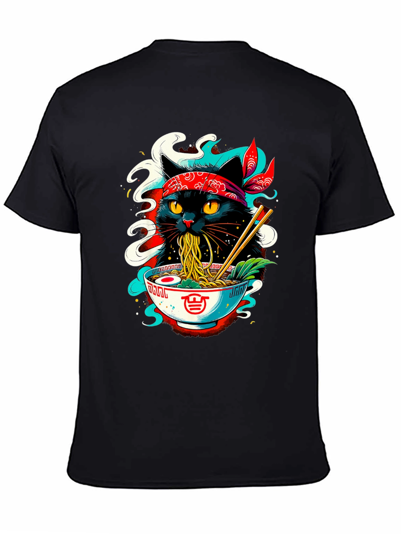 Ramen Cat T-Shirt - Black Graphic Tee