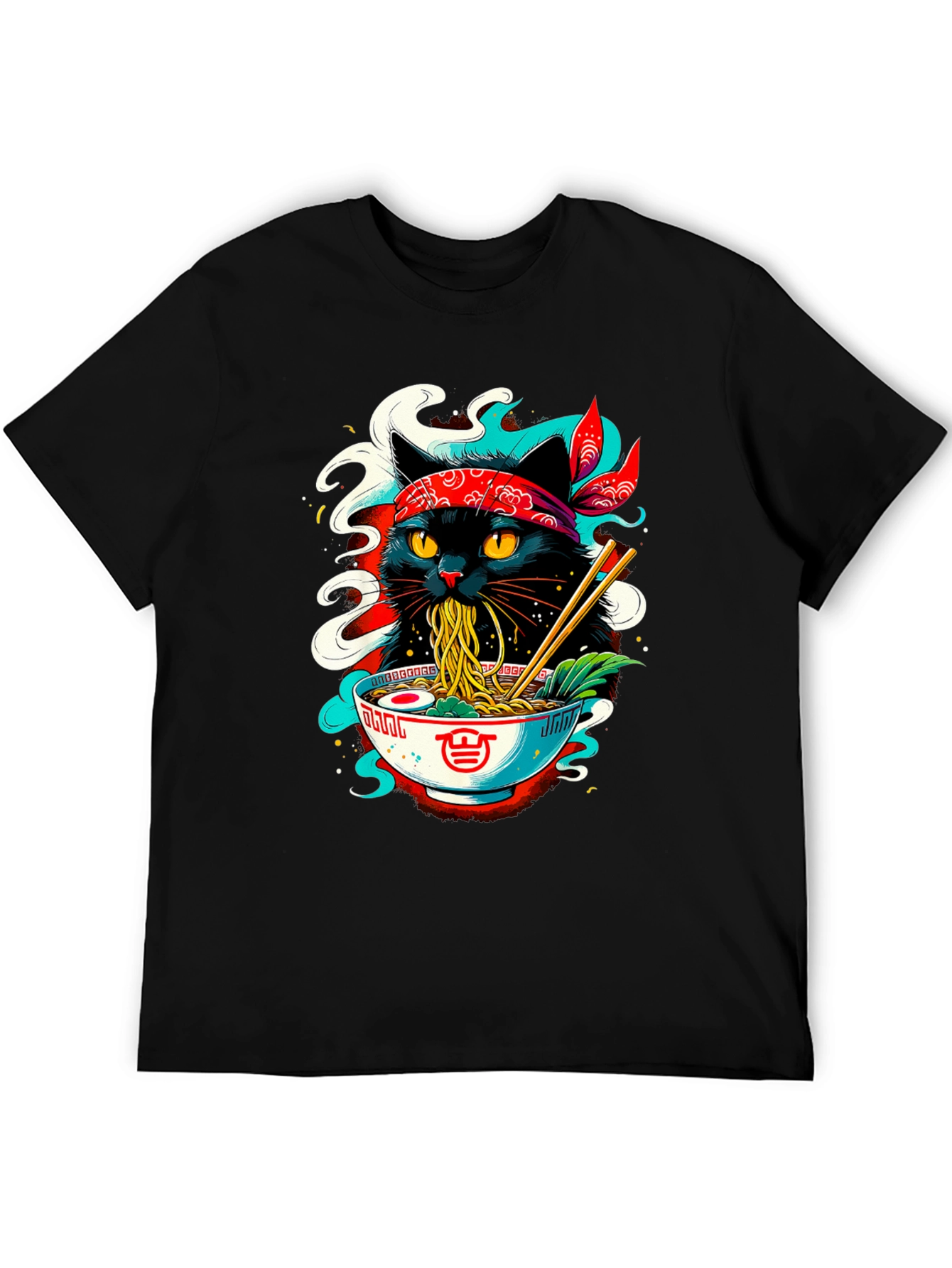 Ramen Cat T-Shirt - Black Graphic Tee