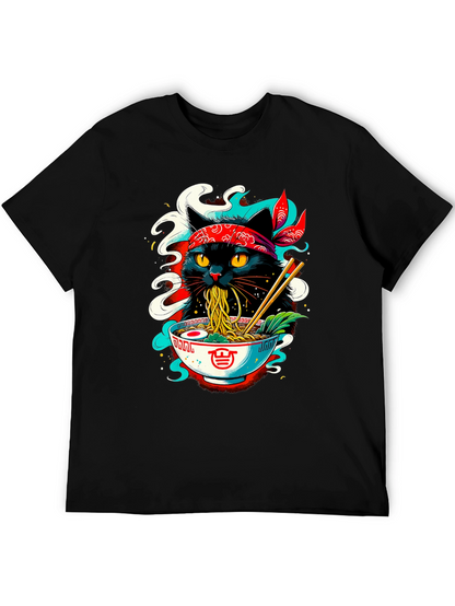 Ramen Cat T-Shirt - Black Graphic Tee