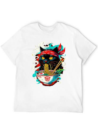 Ramen Cat T-Shirt - Black Graphic Tee