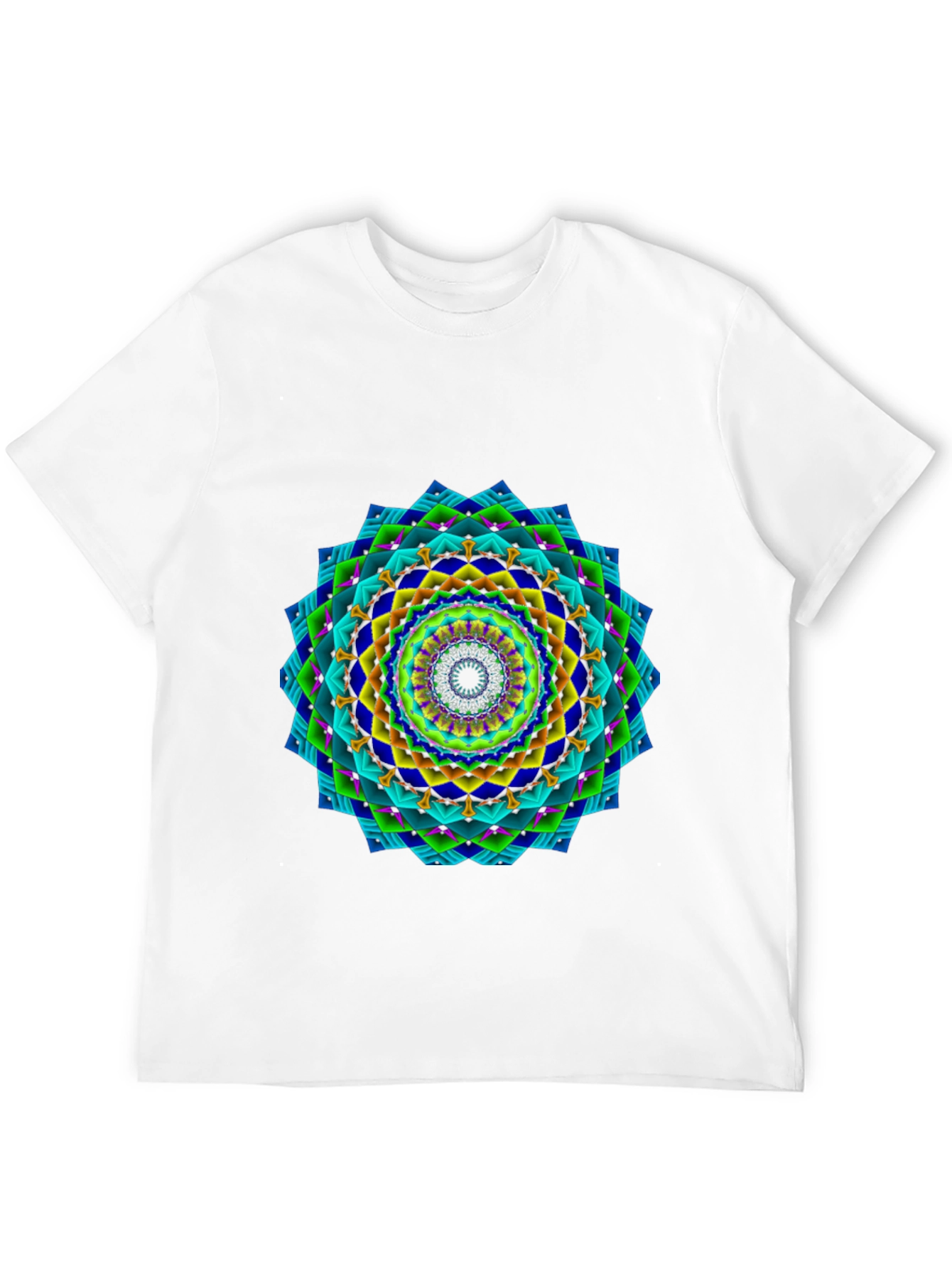 Vibrant Geometric Mandala Black T-Shirt