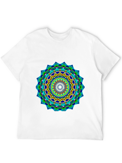 Vibrant Geometric Mandala Black T-Shirt