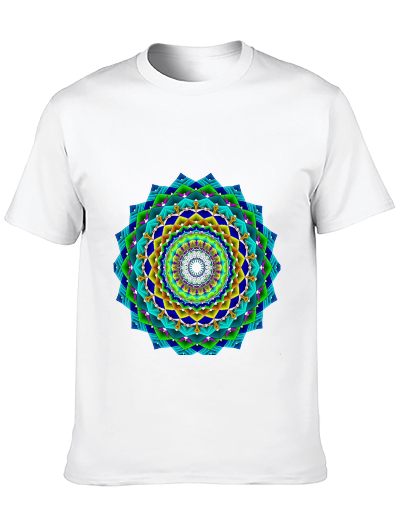 Vibrant Geometric Mandala Black T-Shirt