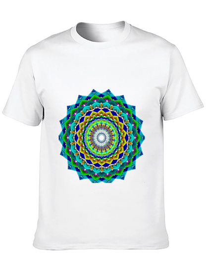 Vibrant Geometric Mandala Black T-Shirt