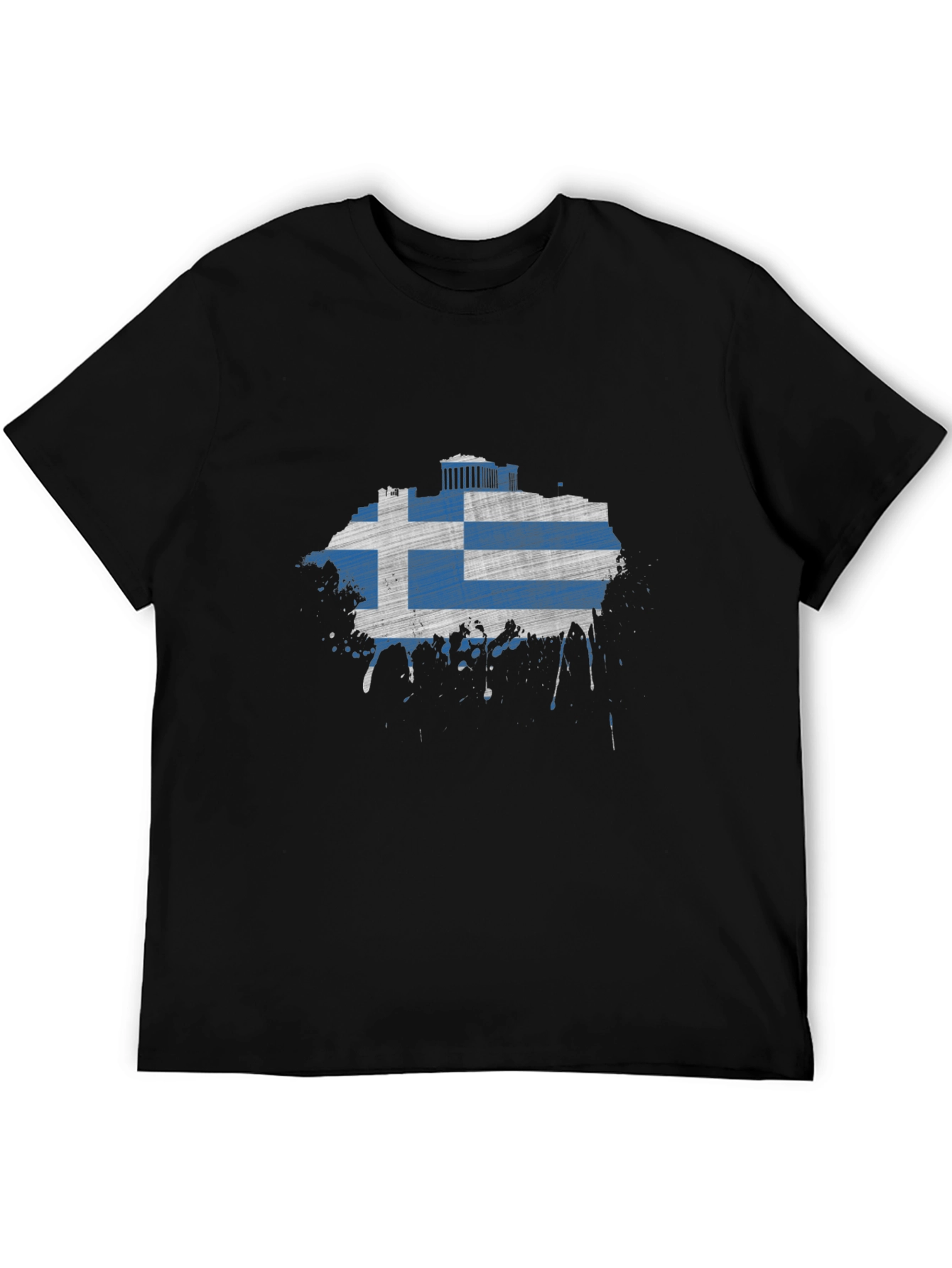 Greek Flag T-Shirt - Distressed Grunge Style