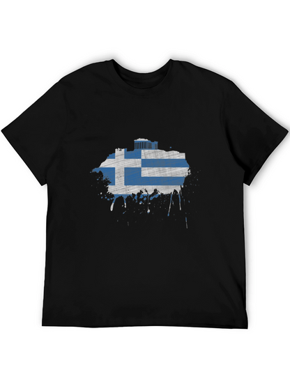 Greek Flag T-Shirt - Distressed Grunge Style