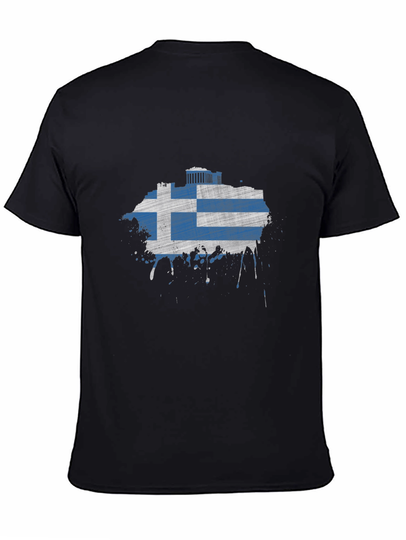 Greek Flag T-Shirt - Distressed Grunge Style