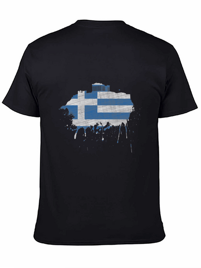 Greek Flag T-Shirt - Distressed Grunge Style