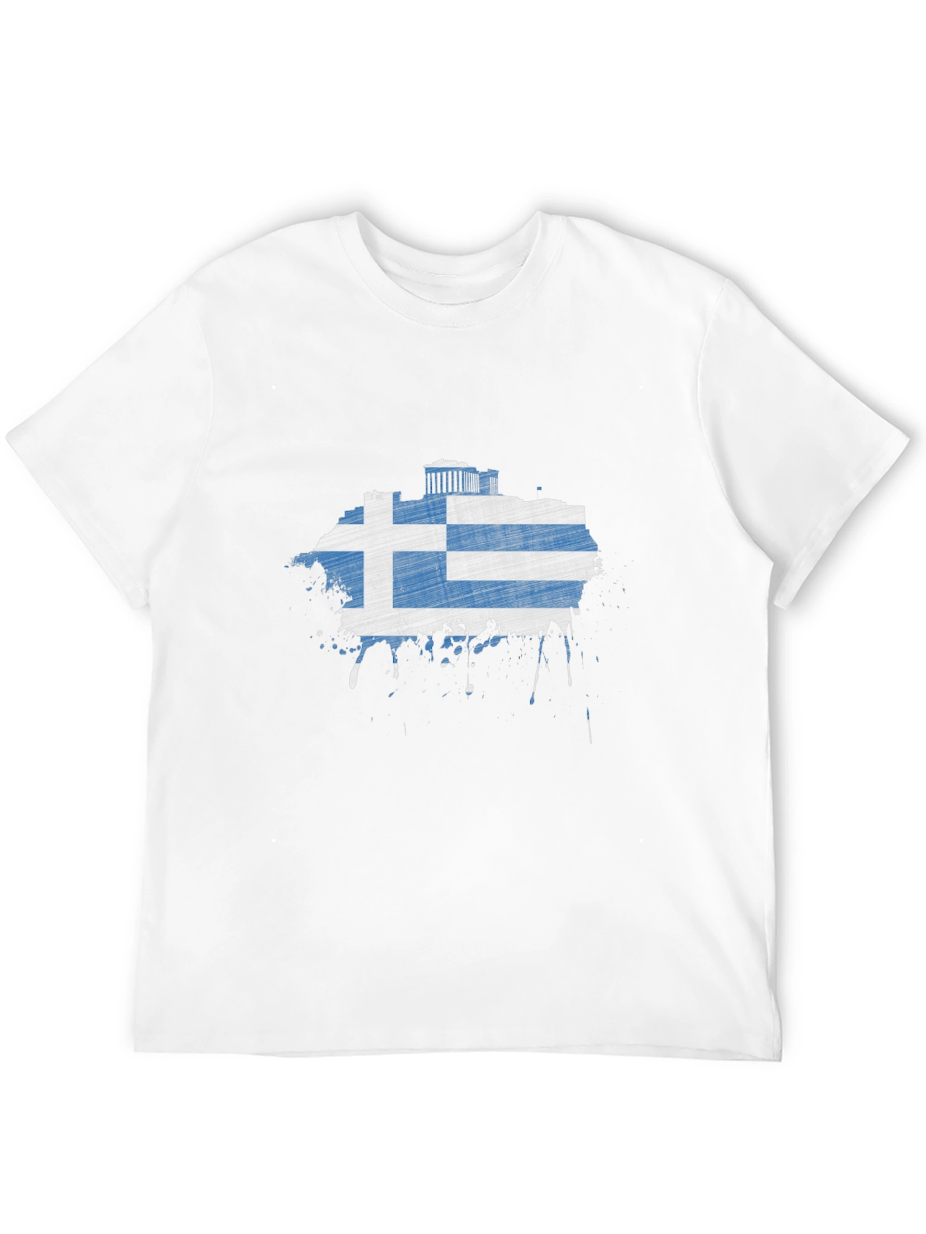Greek Flag T-Shirt - Distressed Grunge Style