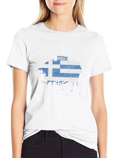 Greek Flag T-Shirt - Distressed Grunge Style