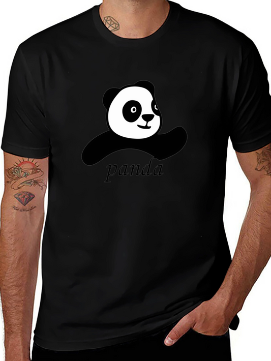 Cute Panda Graphic Black T-Shirt