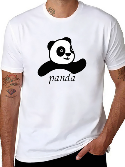 Cute Panda Graphic Black T-Shirt