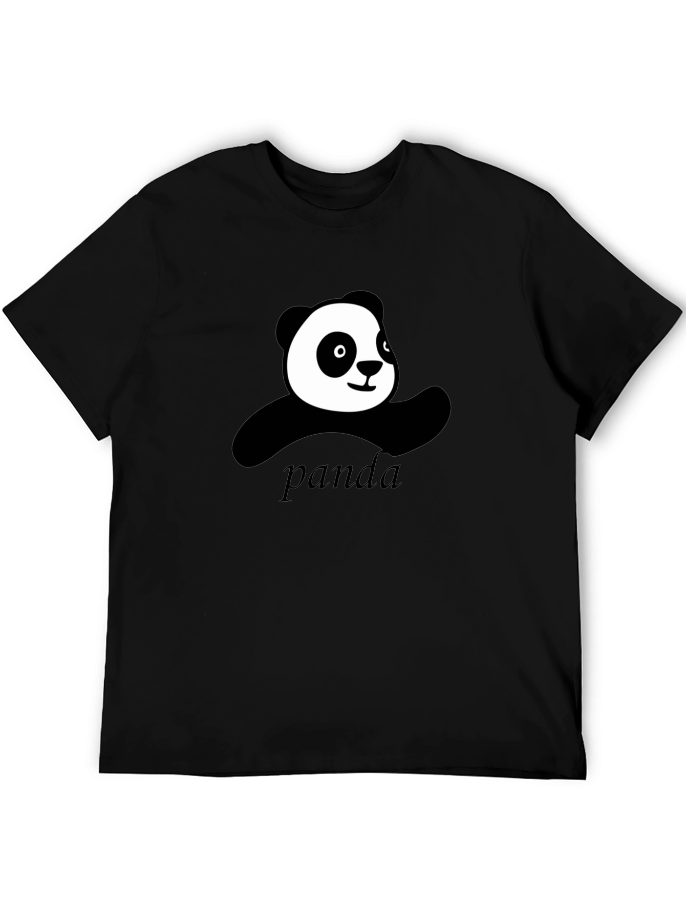 Cute Panda Graphic Black T-Shirt