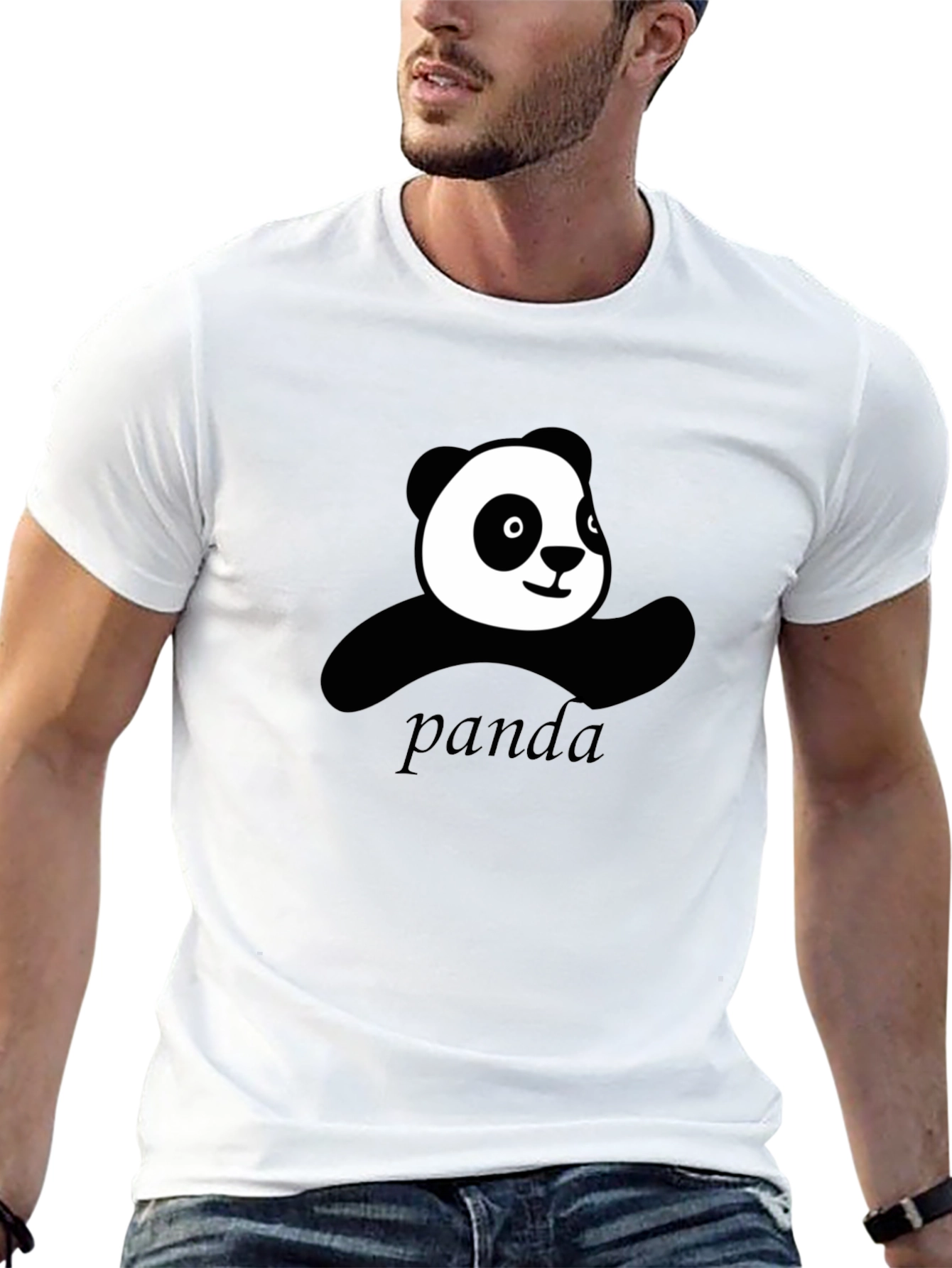 Cute Panda Graphic Black T-Shirt