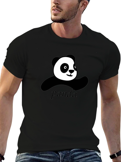 Cute Panda Graphic Black T-Shirt
