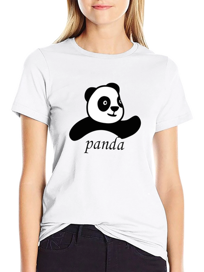 Cute Panda Graphic Black T-Shirt