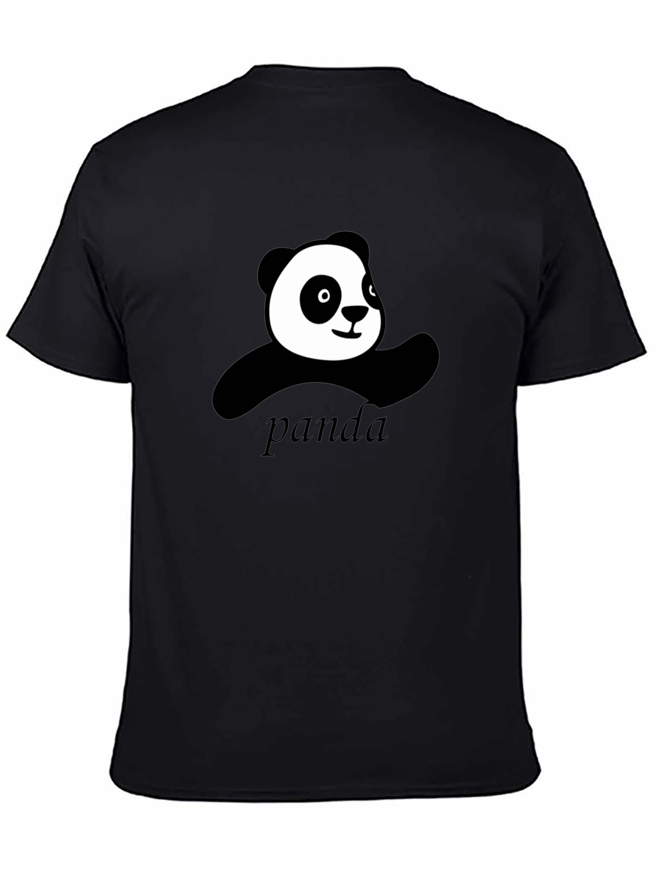 Cute Panda Graphic Black T-Shirt