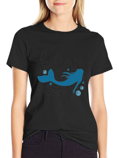 Believe in Mermaids T-Shirt - Black