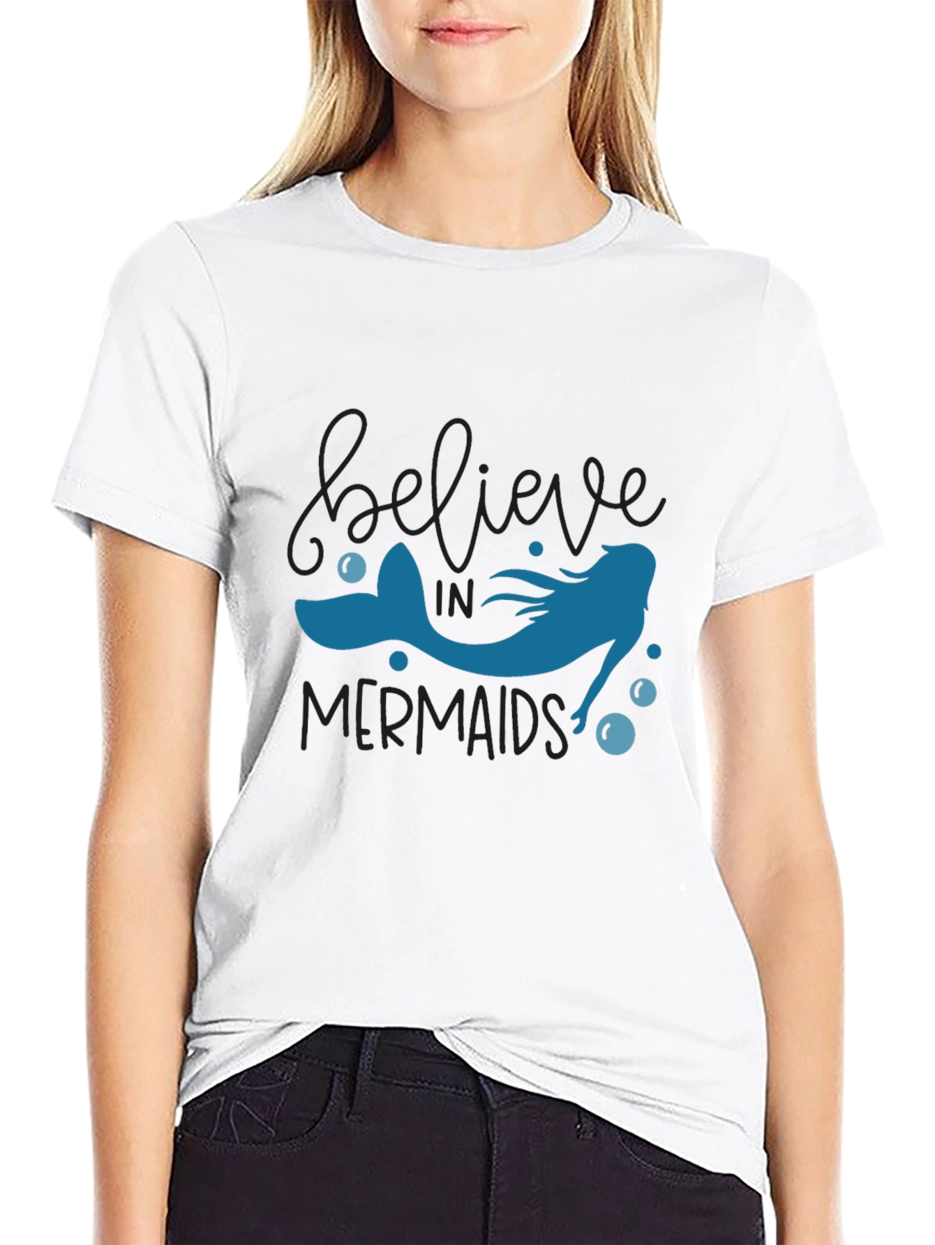 Believe in Mermaids T-Shirt - Black