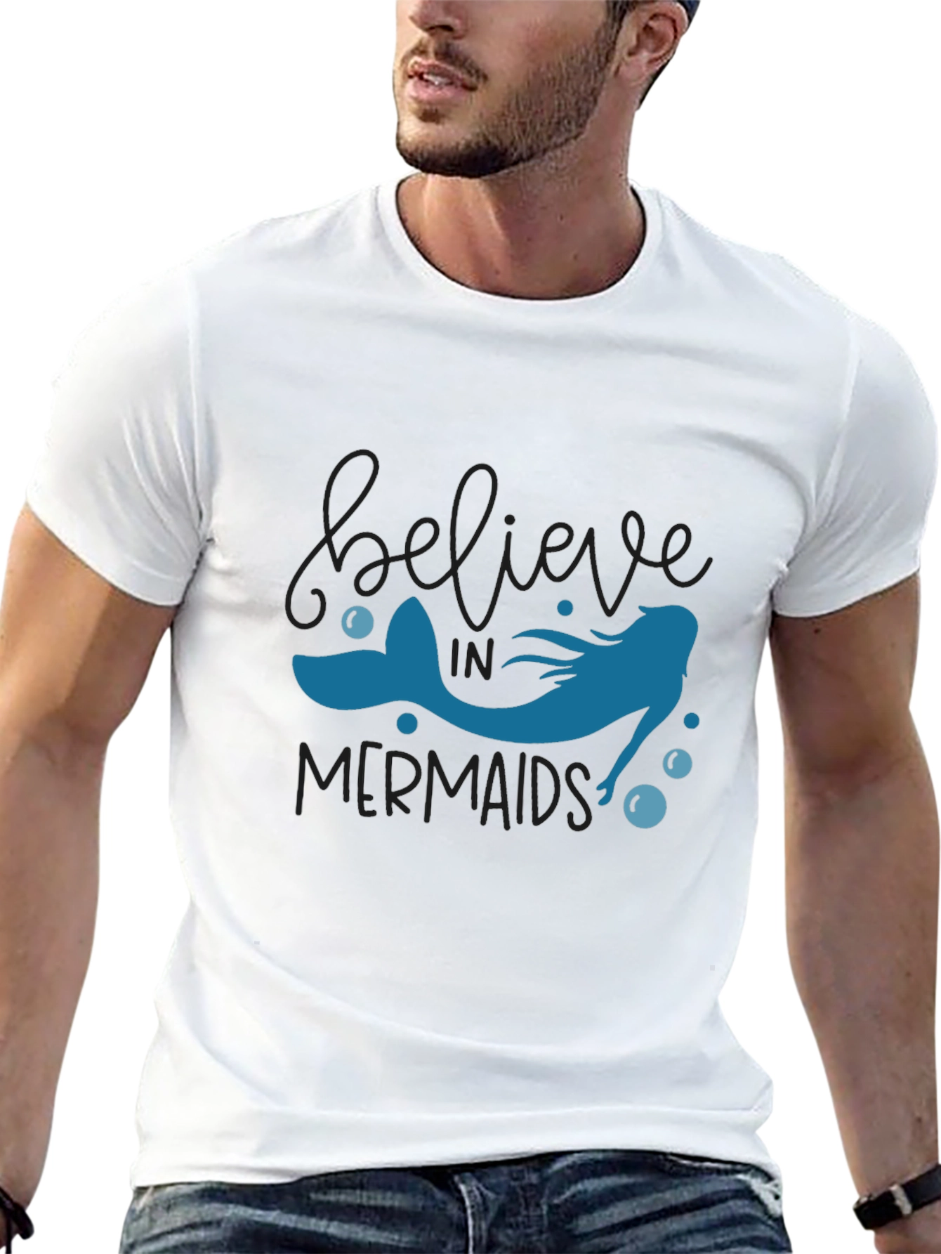 Believe in Mermaids T-Shirt - Black