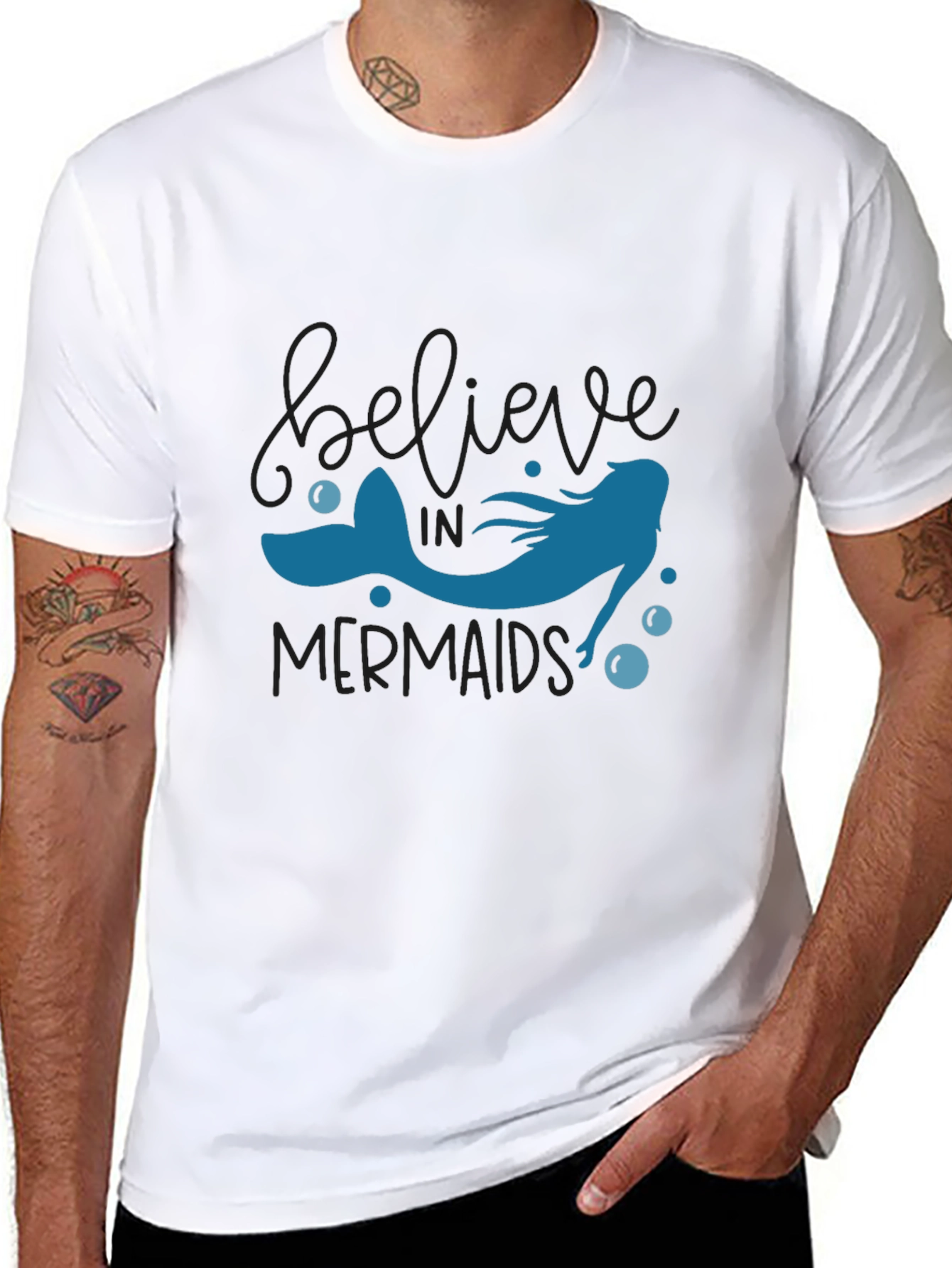 Believe in Mermaids T-Shirt - Black